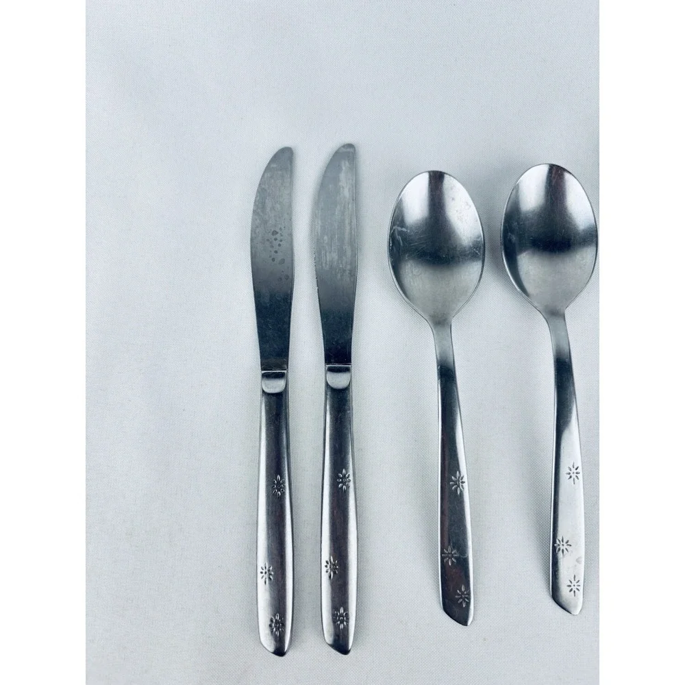 Stainless Japan Flatware 5 Atomic Starbursts MCM 5 Pieces - Lot Of 5 Silverware